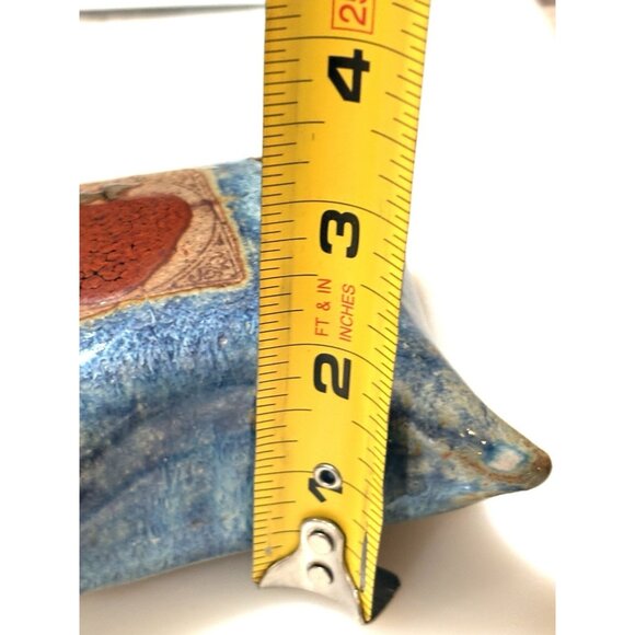 Studio Art Pottery Hand Made Ikebana Ceramic Flower Frog Blue Red Apple Pillow - Picture 5 of 5